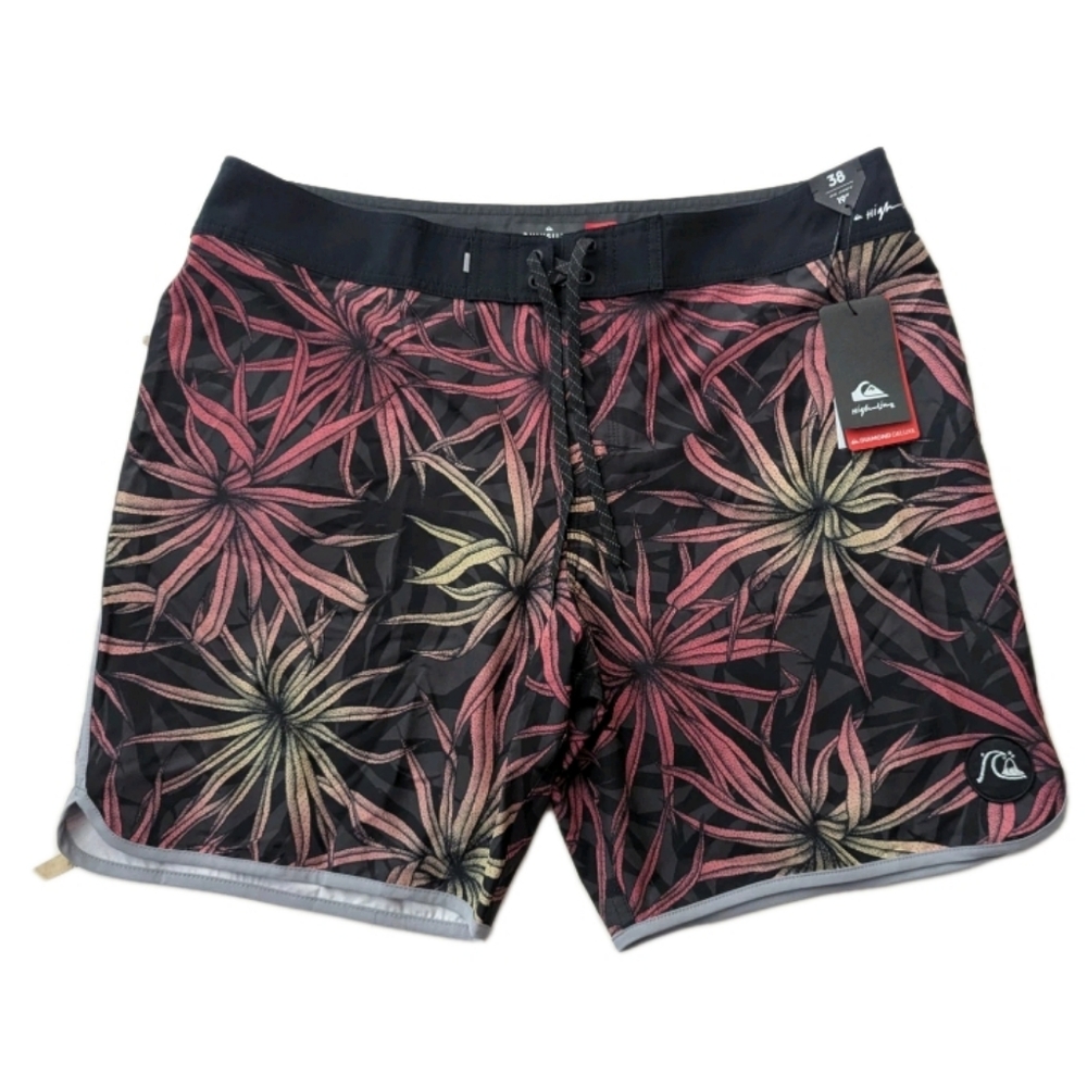 🌟NWT Quicksilver High Line Tropical Board Shorts Men's Size 38 Mid Length 19"